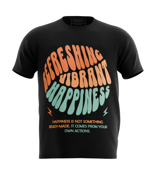 89stars | Мъжка Regular тениска ’Happiness’ – Изрази своята радост с цвят и стил! - Черно / S / Лице - Мъжки regular