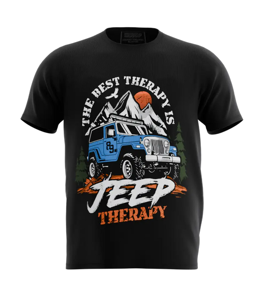 89stars | Мъжка Regular тениска ’Jeep Therapy’ – Поеми по стръмния път! - Черно / S / Лице - Мъжки regular