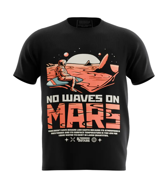 89stars | Мъжка Regular тениска ’No Waves on Mars’ – Спокойствие от друга планета! - Черно / S / Лице - Мъжки regular