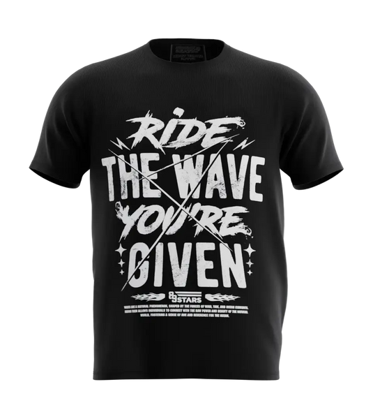 89stars | Мъжка Regular тениска ’Ride the Wave’ – Яхни вълната която ти е дадена! - Черно / S / Лице - Мъжки regular
