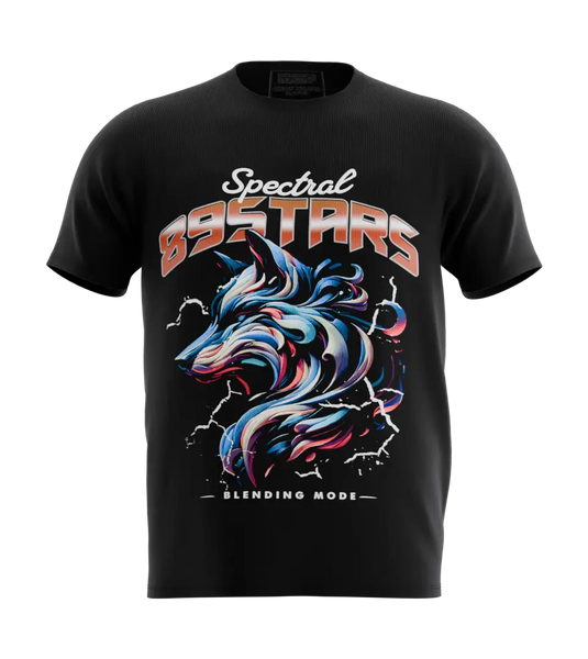 89stars | Мъжка Regular тениска ’Spectral’ – Силата на цветовете и енергията на дизайна! - Черно / S / Лице - Мъжки regular