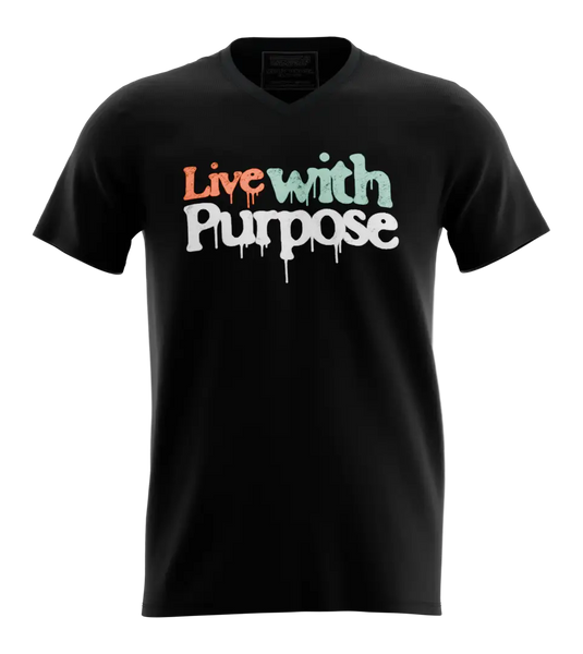 89stars | Мъжка V-neck тениска ’Live with Purpose’ – Променяй света с цел - Мъжки v-neck