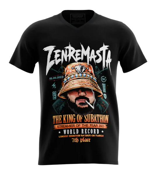89stars | Мъжка V-neck тениска ’ZenReMasTa’ – В чест на емблематичния стриймър! - Черно / S / Лице - Мъжки v-neck
