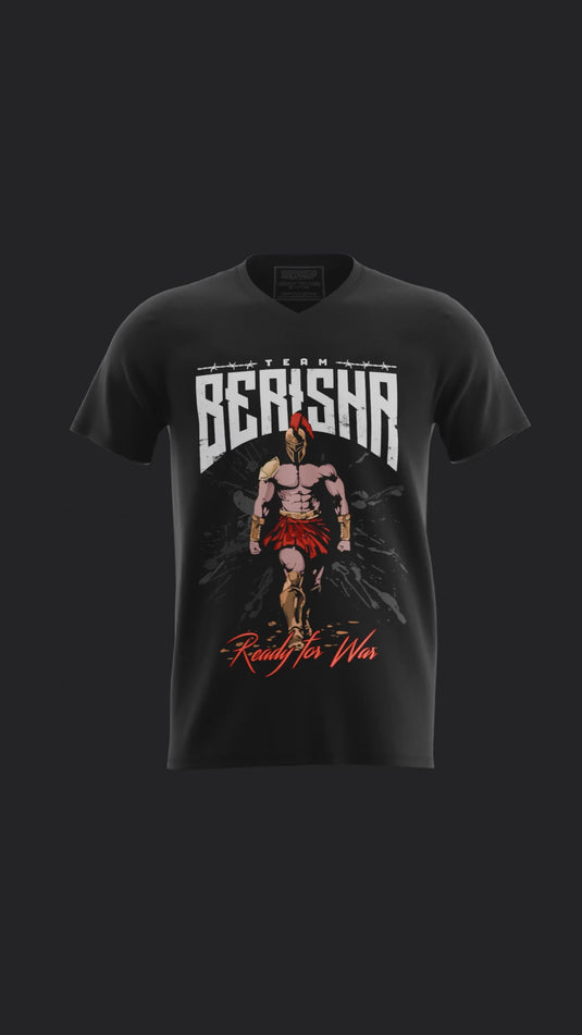 89stars | Мъжка V-neck тениска ’Ready for War’ – Тениска за бойци по дух и сърце1 - Черно / S / Лице - Мъжки v-neck